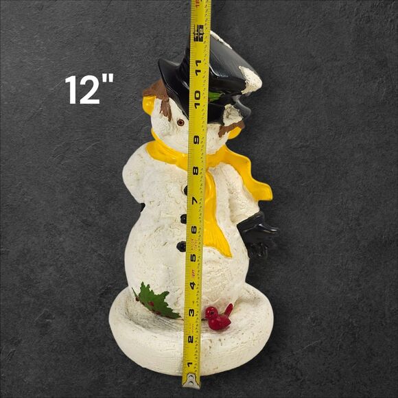 Vintage Hand Painted Ceramic Snowman Figurine Textured “Snow” Finish 12" Holiday - Picture 10 of 10